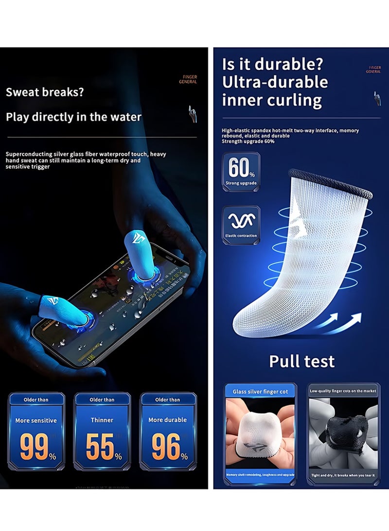 4pcs Gaming Finger gloves,Paired With A Metal Storage Box,100% Visible Silver Fibers,Just Right Pressure/Breathable/Sweatproof（silvery） - Image 3